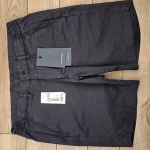 THOM SWEENEY Italy Dark Navy Cotton Sz 32 Mens Casual Flat‎ Front Shorts NEW